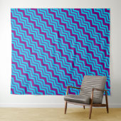 Blauw Paars Chevron Zigzag Ontwerp  Wandkleed (In Situ (horizontaal))