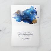 blauw Paars dierentuin Leo Birthday Kaart (Binnen)