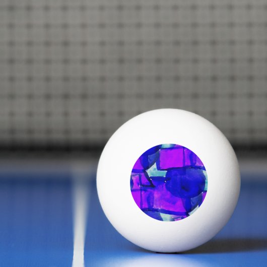 'Blauw & Paars dynamisch abstract Pingpongbal (Net)