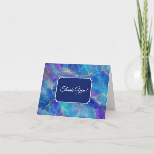 Blauw, paars en goud marmerpatroon bedankkaart