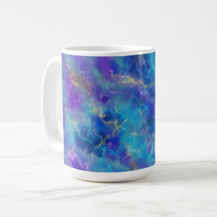Blauw, paars en goud marmerpatroon koffiemok