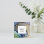 Blauw Paars en goudalcohol Vloeibare inkt Vierkante Visitekaartje (Staand voorkant)