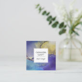 Blauw Paars en goudalcohol Vloeibare inkt Vierkante Visitekaartje (Staand voorkant)