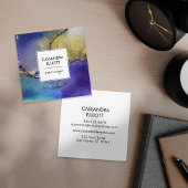 Blauw Paars en goudalcohol Vloeibare inkt Vierkante Visitekaartje