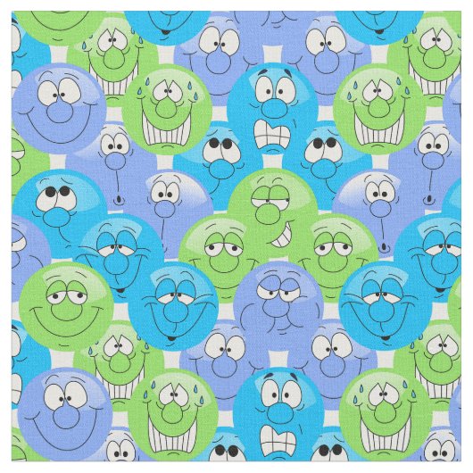 Blauw, Paars en groen 😀 Emoji Pattern Stof (Close Up)