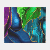 Blauw, Paars en groen pacock Agate Faux glitter Fleece Deken (Voorkant (Horizontaal))