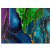 Blauw, Paars en groen pacock Agate Faux glitter Snijplank (Voorkant)