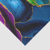 Blauw, Paars en groen pacock Agate Faux glitter Tissuepapier (Detail)