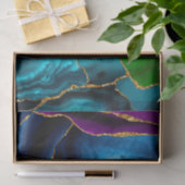 Blauw, Paars en groen pacock Agate Faux glitter Tissuepapier (Geschenk)