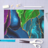 Blauw, Paars en groen pacock Agate Faux glitter Tissuepapier (Craft)