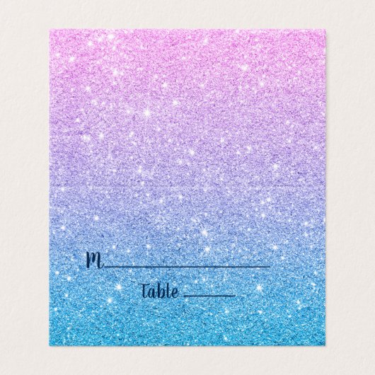 Blauw Paars en lichtroze mousserend glitter Visitekaartje (Buitenkant ongevouwen)