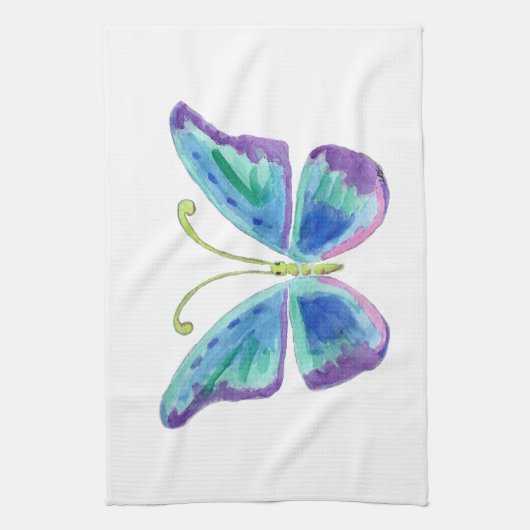 Blauw, Paars en magenta Butterfly Kitchen Towelen Theedoek (Verticaal)