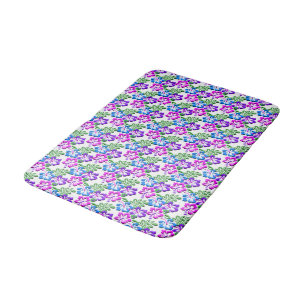 Blauw Paars en roze Hibiscus Motif Bathroom Mat