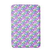 Blauw Paars en roze Hibiscus Motif Bathroom Mat (Voorkant Verticaal)