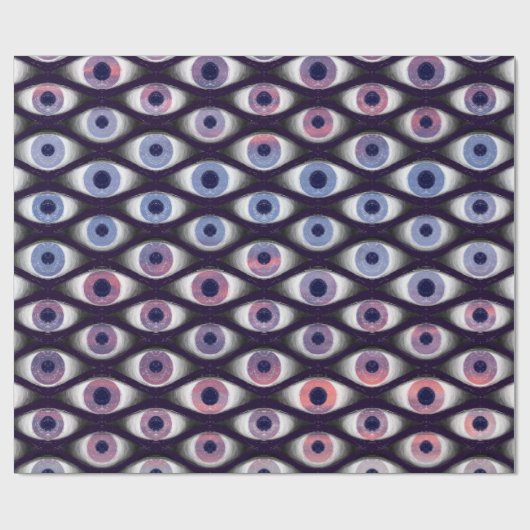 Blauw paars en roze ogen patroon inpakpapier (Vlak)