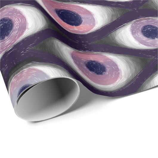Blauw paars en roze ogen patroon inpakpapier (Rol Hoek)