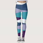 Blauw Paars en wit Leggings (Voorkant)