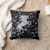 Blauw Paars en zwart eenduidig en bloemenpatroon Kussen (Deken)