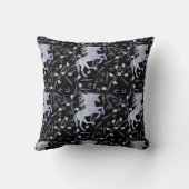 Blauw Paars en zwart eenduidig en bloemenpatroon Kussen (Achterkant)