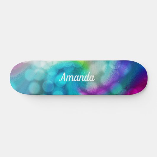 Blauw Paars Fantasy Sparkles Skateboard (Horizontaal)