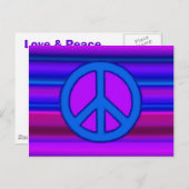 Blauw Paars Fractal & Vredesbord Briefkaart (Voorkant / Achterkant)