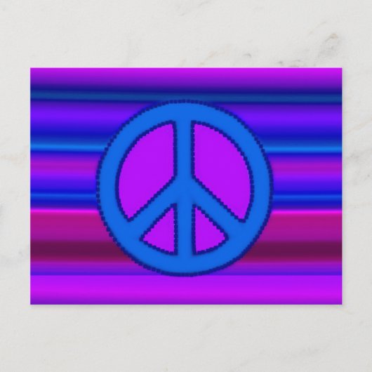 Blauw Paars Fractal & Vredesbord Briefkaart (Voorkant)