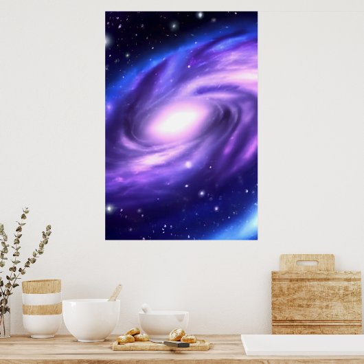 Blauw Paars galaxy Acrylverf Stijl Poster (Keuken)