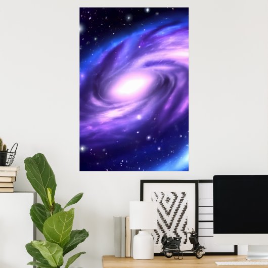 Blauw Paars galaxy Acrylverf Stijl Poster (Thuiskantoor)