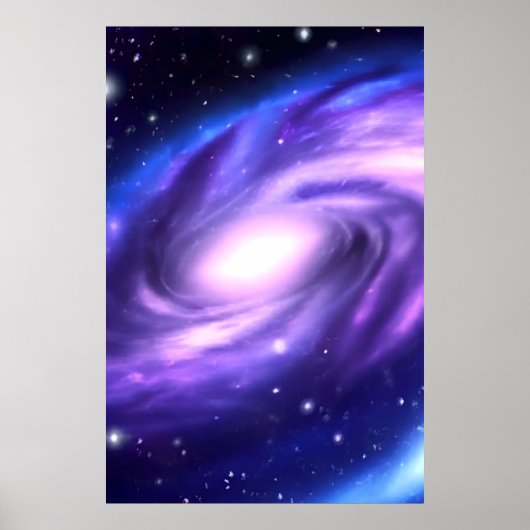 Blauw Paars galaxy Acrylverf Stijl Poster (Voorkant)