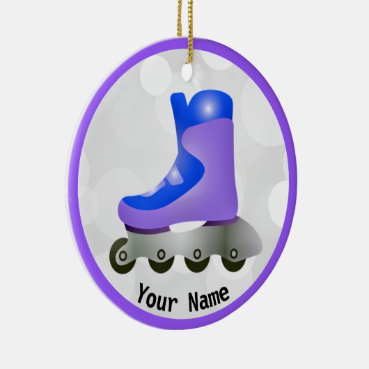 Blauw Paars gealigneerd Schaats ontwerp Keramisch Ornament (Rechts)