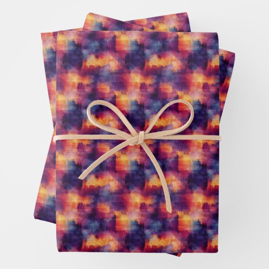 Blauw/Paars/Geel Abstract Schilderwerk Inpakpapier Vel (In situ)