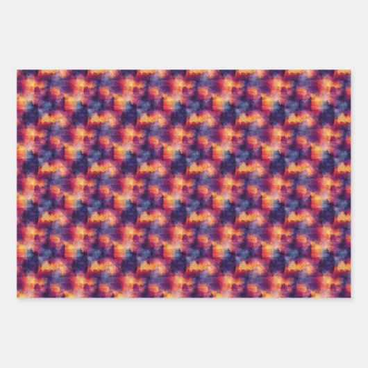 Blauw/Paars/Geel Abstract Schilderwerk Inpakpapier Vel (Voorkant)