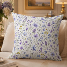 Blauw Paars Geel Aquarel Wilde Bloem Patroon