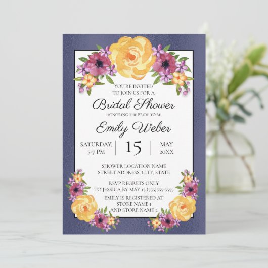 Blauw Paars geel Vrijgezellenfeest Kaart (Staand voorkant)