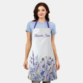 Blauw Paars Geel Wilde Bloem Eigen Naam Schort (Gedragen)