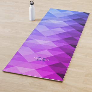 Blauw paars geometrisch vierkant patroon Monogram Yogamat