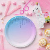Blauw Paars Glitter Ombré Glam Sparkles Papieren Bordje (Feest)