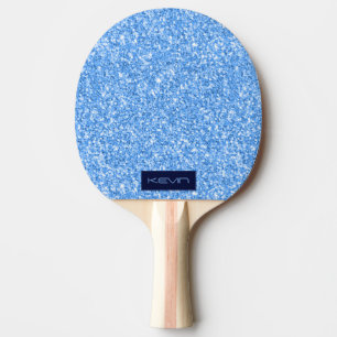 Blauw Paars Glitter Textuur Afdrukmonogram Tafeltennisbatje