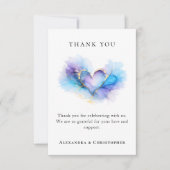 Blauw Paars Goud Abstract Hart Bedankkaart (Voorkant)