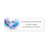 Blauw Paars Goud Abstract Hart Retouradres Etiket (Voorkant)