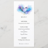 Blauw Paars Goud Abstract Hart Trouwmenu Menu (Voorkant)
