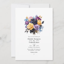 Blauw, Paars, Goud en Zwart Bloemensymbool Bruilof