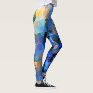 blauw paars goud oranje abstract geometrisch leggings