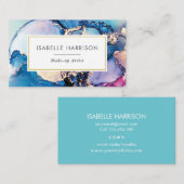 Blauw paars gouden waterverf visitekaartje (Voorkant / Achterkant)