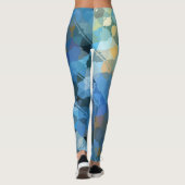 blauw paars goudgroen abstract geometrisch patroon leggings (Achterkant)