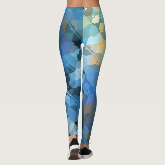 blauw paars goudgroen abstract geometrisch patroon leggings (Achterkant)