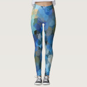 blauw paars goudgroen abstract geometrisch patroon leggings (Voorkant)