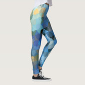 blauw paars goudgroen abstract geometrisch patroon leggings (Rechts)