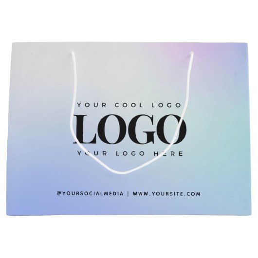 Blauw Paars Gradiënt Aangepast Bedrijfslogo Groot Cadeauzakje (Voorkant)