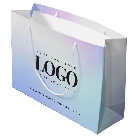 Blauw Paars Gradiënt Aangepast Bedrijfslogo Groot Cadeauzakje (Achterkant Gekanteld)
